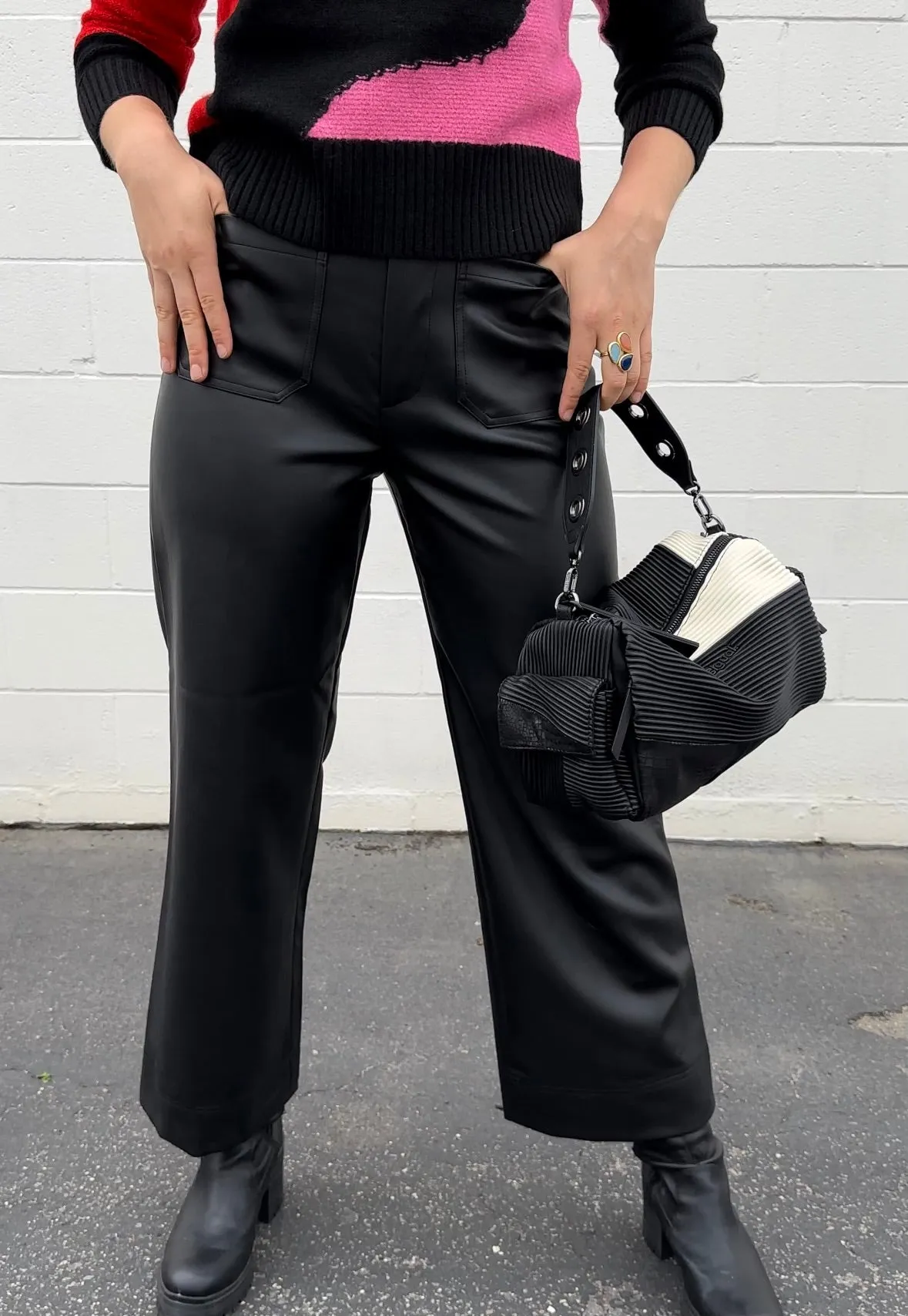 Nadia Vegan Leather Pant - Black