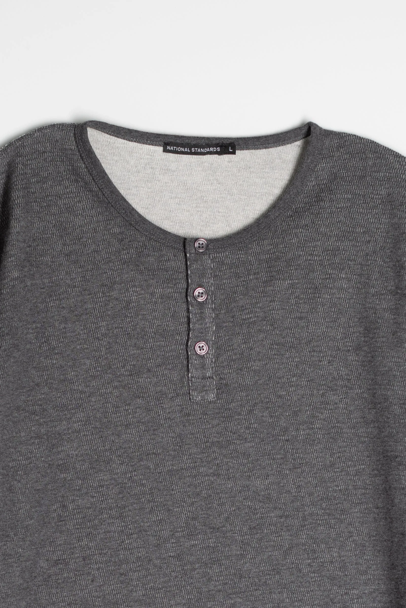 NS2154-5 Mesh Thermal Long Sleeve Henley in Melange Charcoal