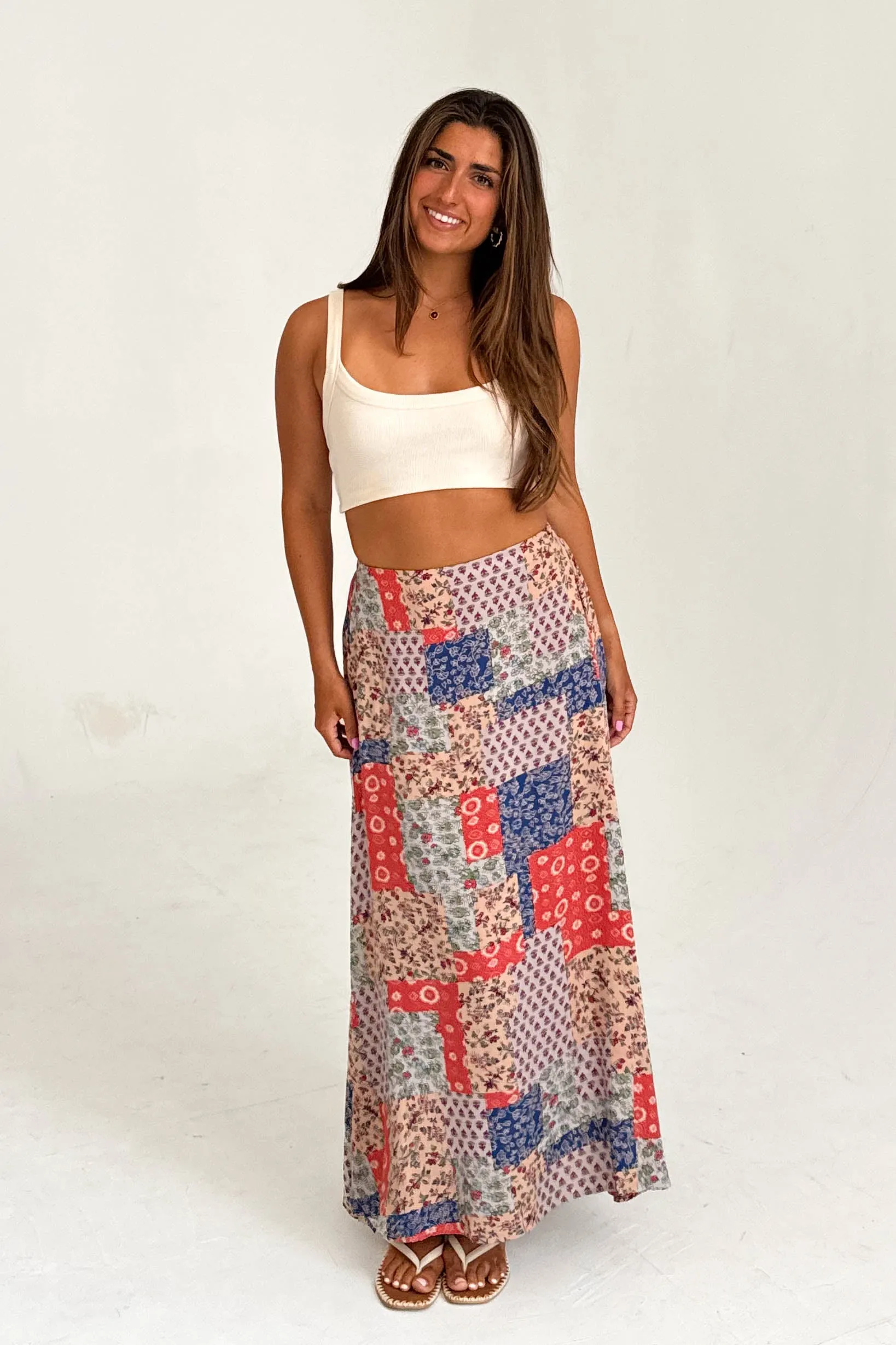 Nyla Skirt in Tan/Orange