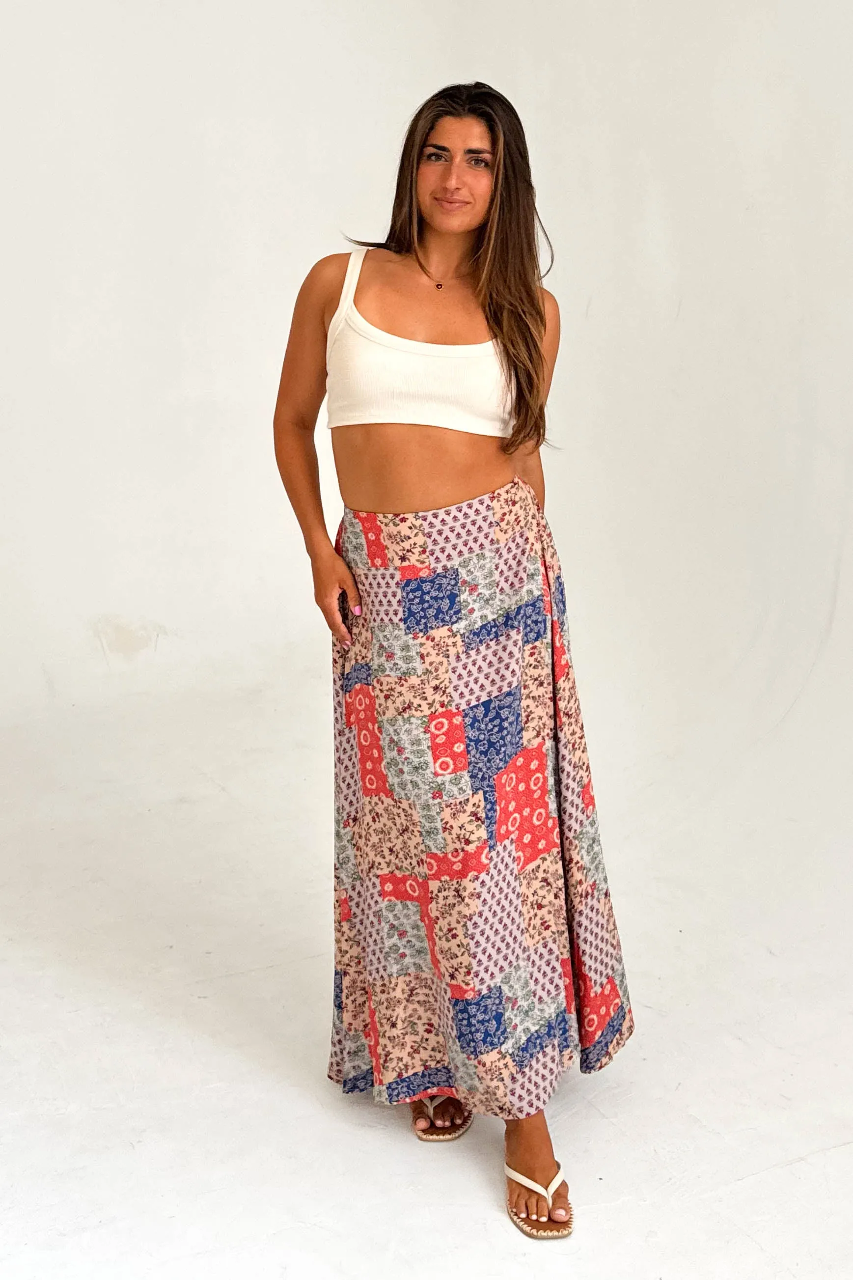 Nyla Skirt in Tan/Orange