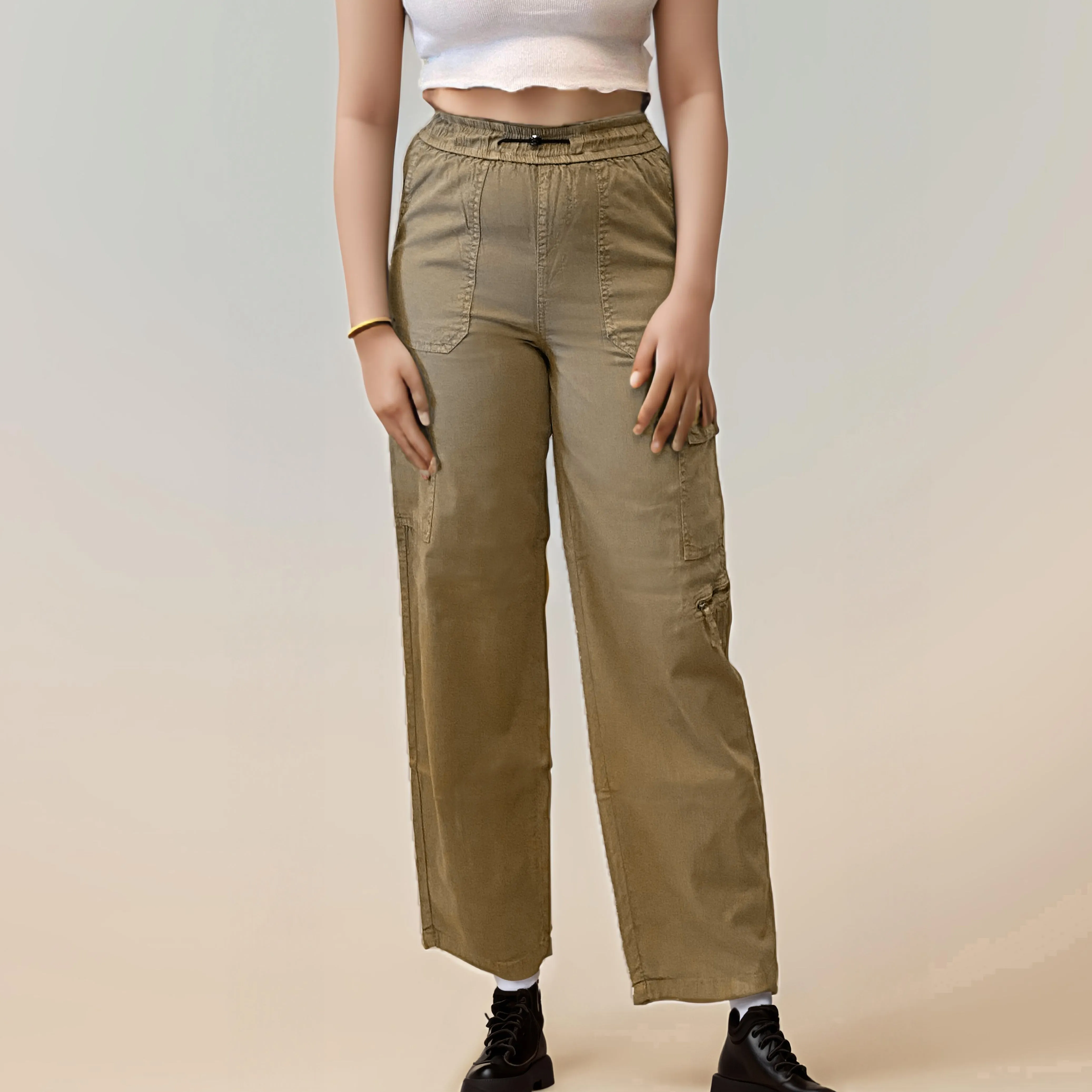 Olive Straight Cargo Pants