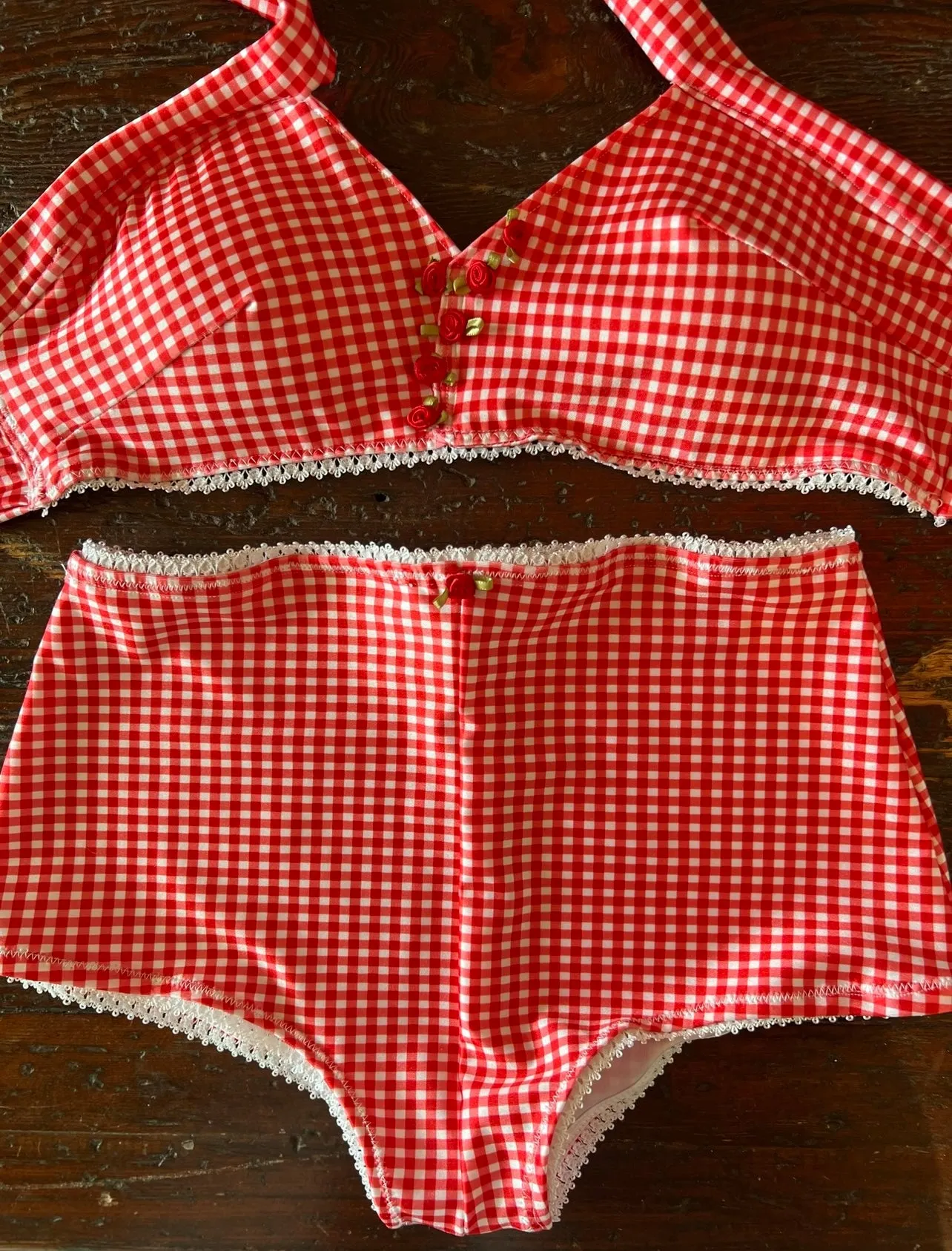 'Playgirl' Gingham High Waist Two Piece Set