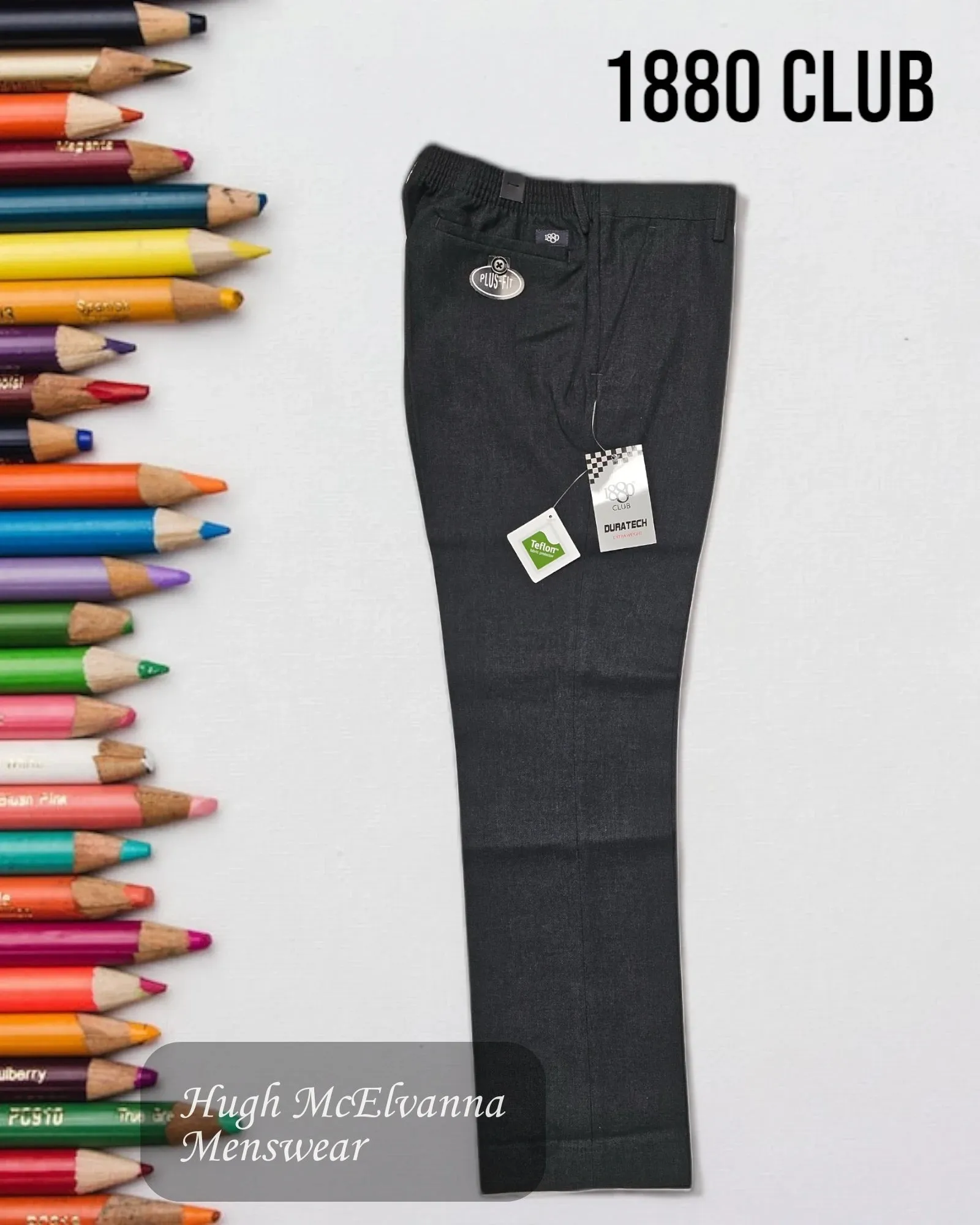 PLUS FIT Grey Sturdy Fit Trouser by 1880 Club Style: 62763/05