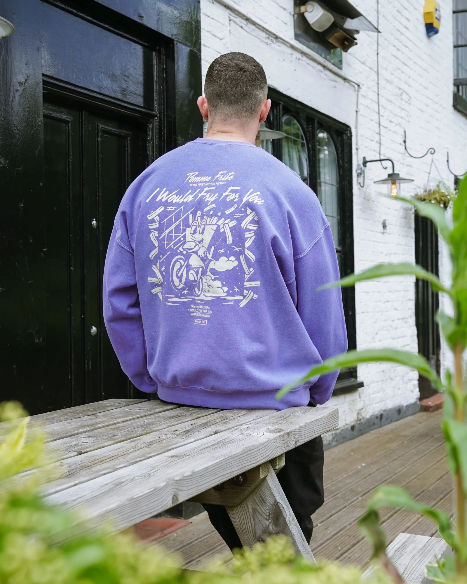 Pomme Frite 'Ride Or Fry' Vintage Washed Sweater - Purple