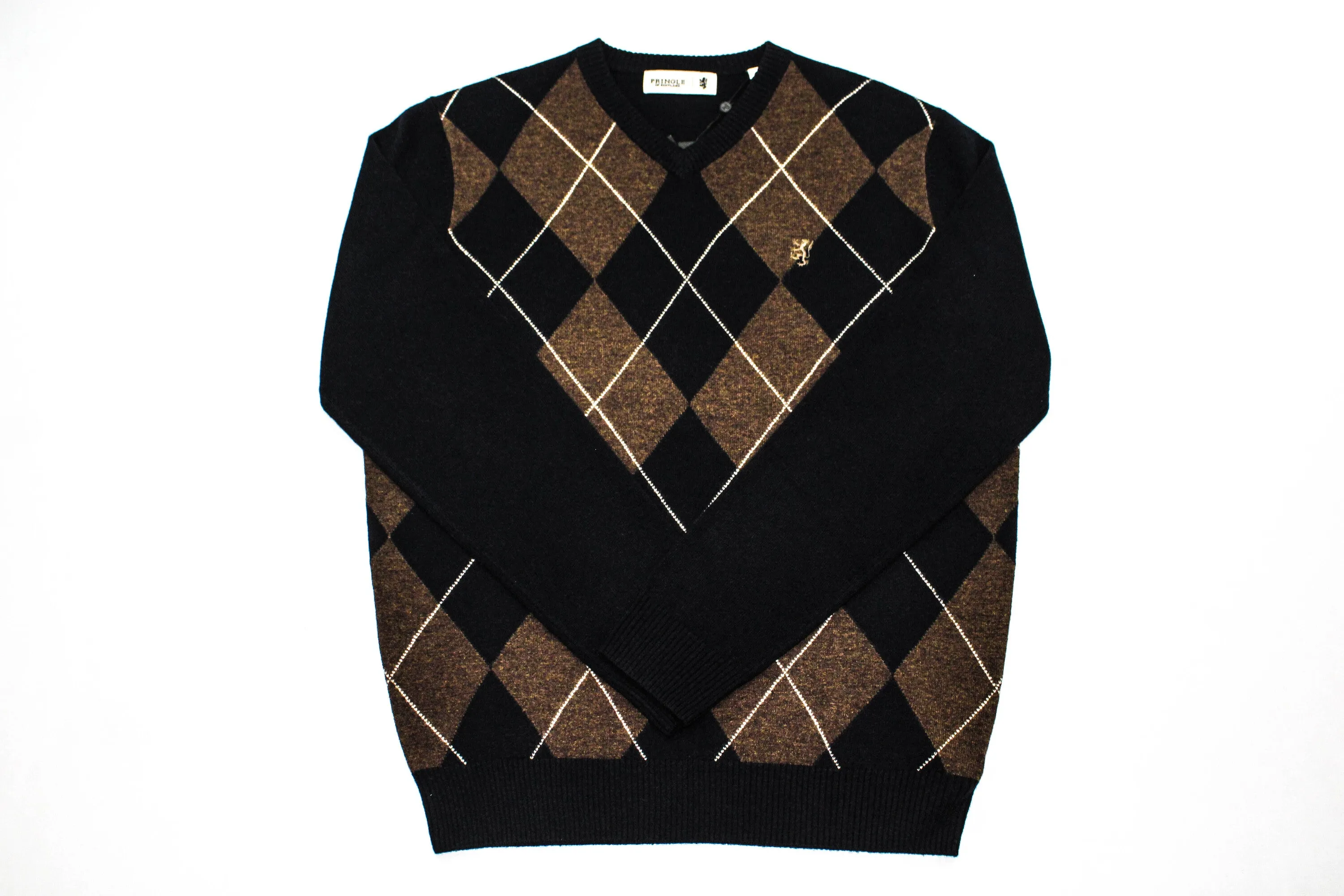 PRINGLE Argyle knitwear V Neck Navy Brown