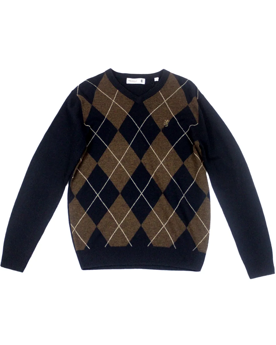 PRINGLE Argyle knitwear V Neck Navy Brown