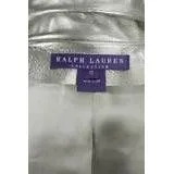 RALPH LAUREN Silver Leather Belted Motorcycle Jacket | Size US 10