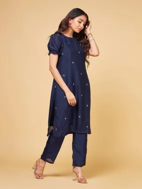 Roohi Embroidered Navy Kurta Set