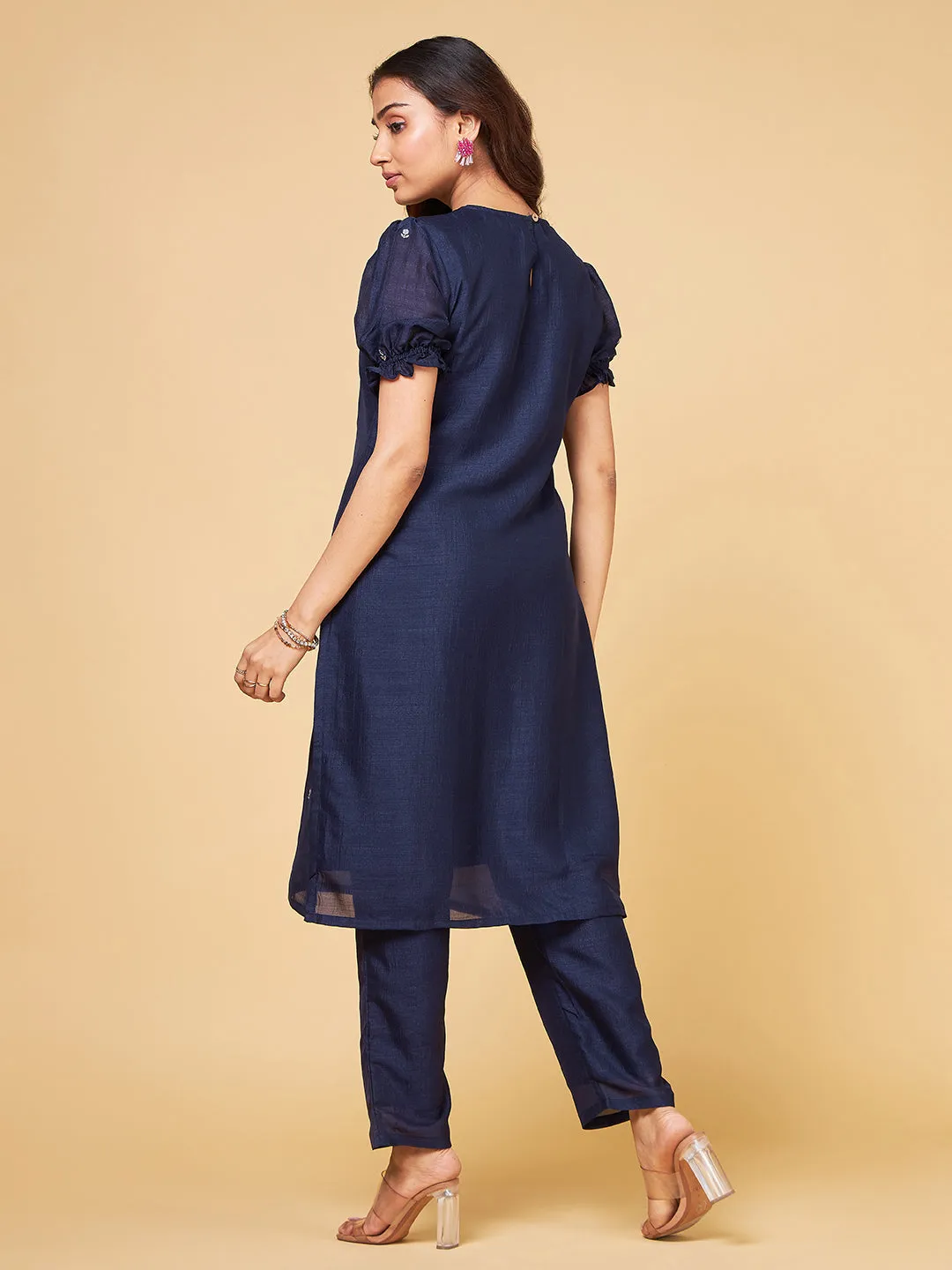 Roohi Embroidered Navy Kurta Set