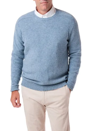 Scottish Shetland Crew Neck Sweater Blue Mix