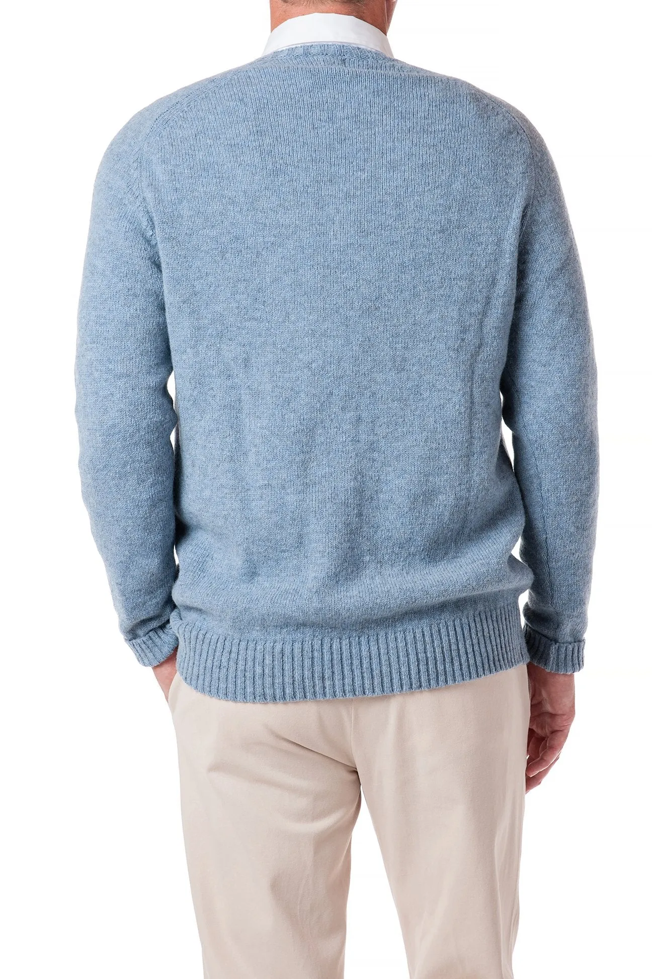 Scottish Shetland Crew Neck Sweater Blue Mix