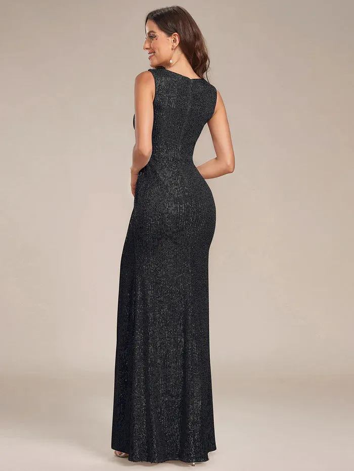 Sleeveless Sparkly Sequin Hot High Split Evening Dresses