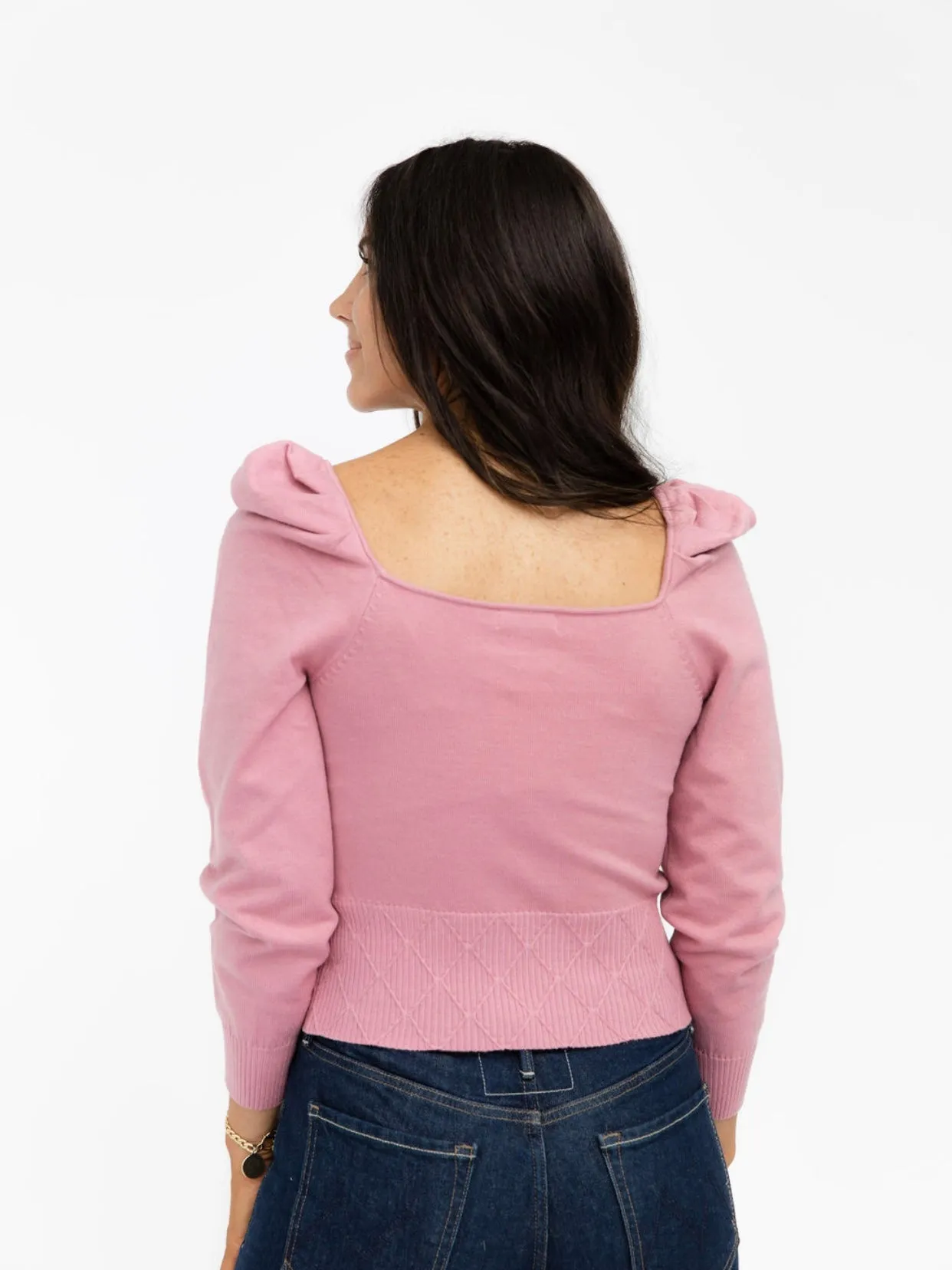 Square Neck Sweater in Pink