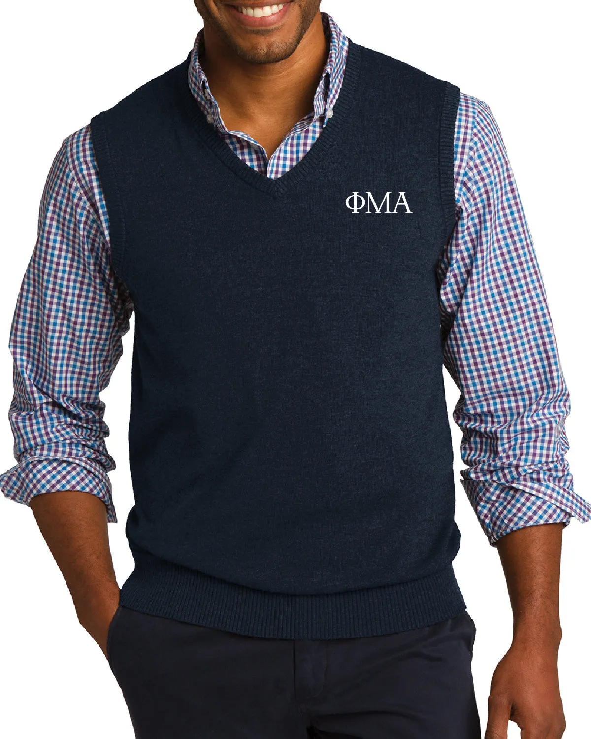 Sweater Vest - Navy, Greek Letters