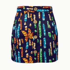 The Dakar Iris African Print A-Line Mini Skirt