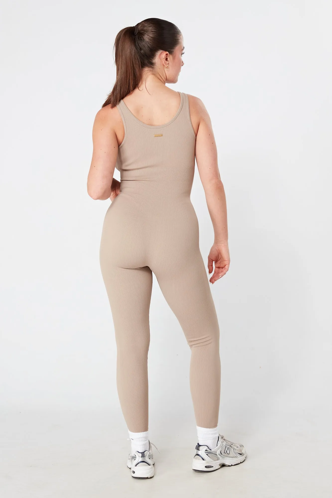 Twill Active Ribbed Unitard - MOCHA