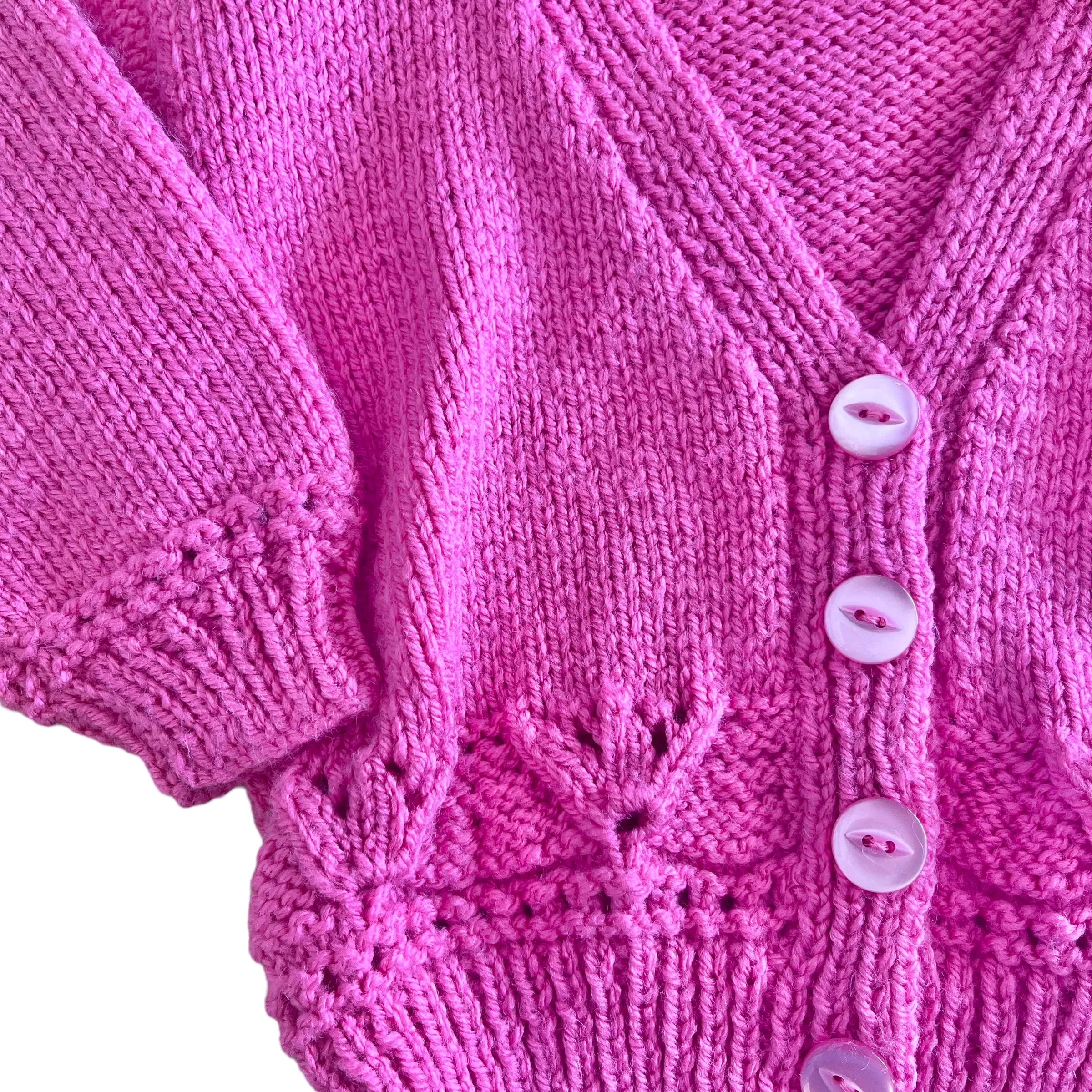 Vintage 1980s Pink Knitted Cardigan 3-6 Months