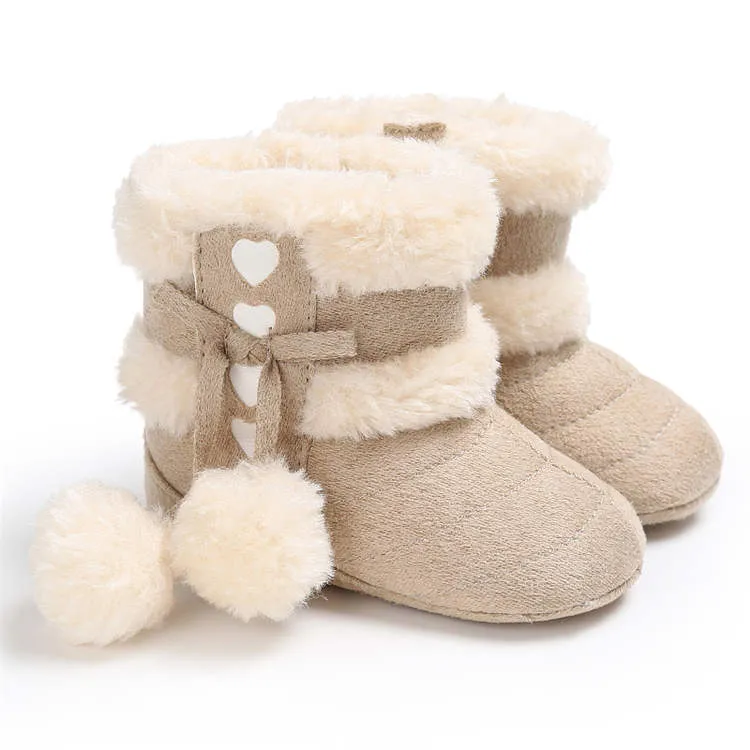 Warm Plush Cotton Rubber Kids Soft Sole Boots