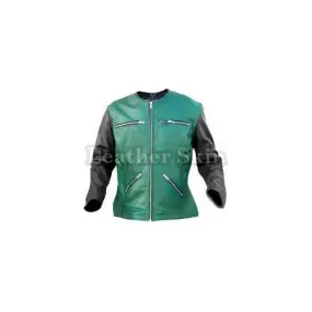 Women Green Leather Jacket